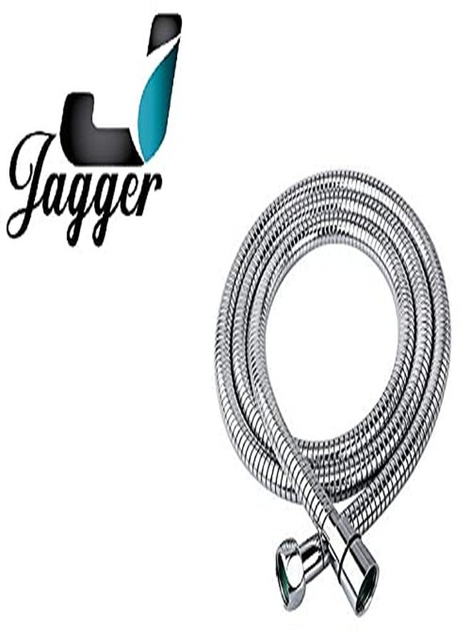 JAGGER خرطوم دش مرن من الفولاذ المقاوم للصدأ من جاغر (1 متر) مع صمام زاوية، أنبوب دش يدوي، أنبوب صنبور صحي للحمام، أنبوب مرن، أنبوب صنبور للمرحاض (عبوة من قطعة واحدة) - Image 2